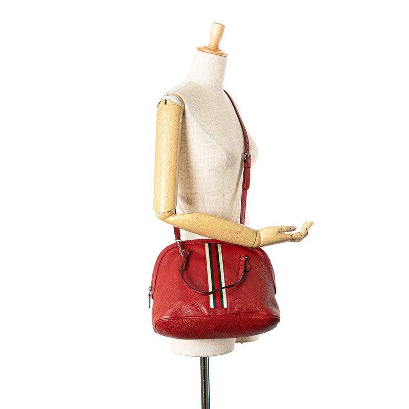 グッチ ウェビングライン ハンドバッグ ショルダーバッグ２WAY 420023 レッド レザー レディース GUCCI 【中古】