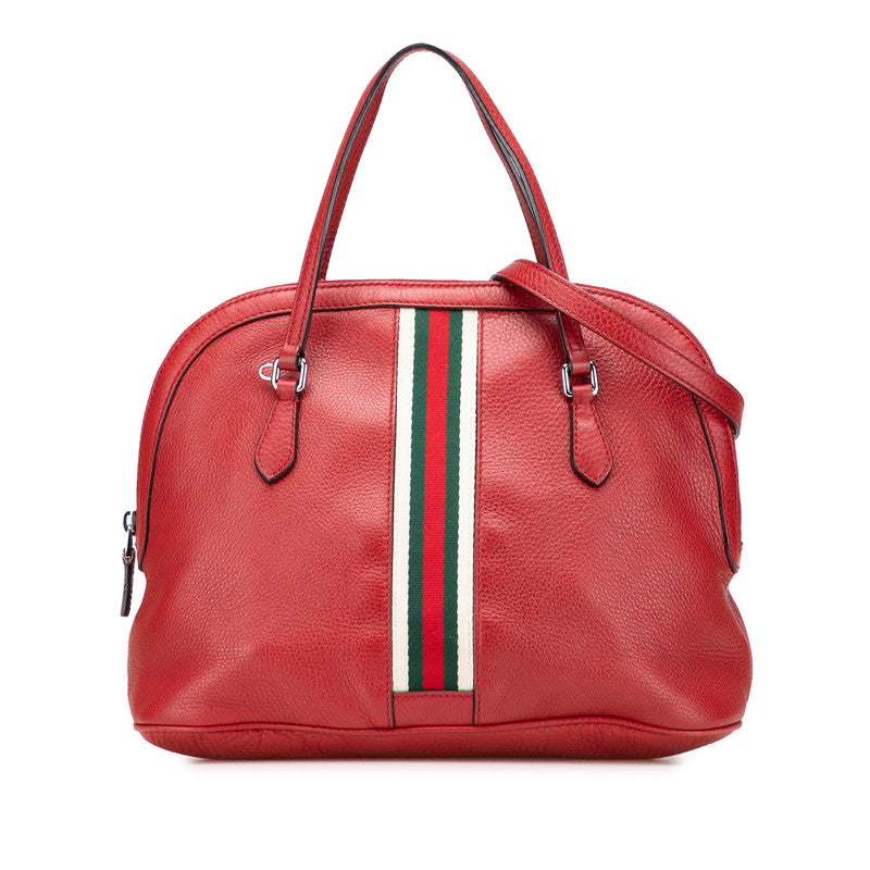 グッチ ウェビングライン ハンドバッグ ショルダーバッグ２WAY 420023 レッド レザー レディース GUCCI 【中古】