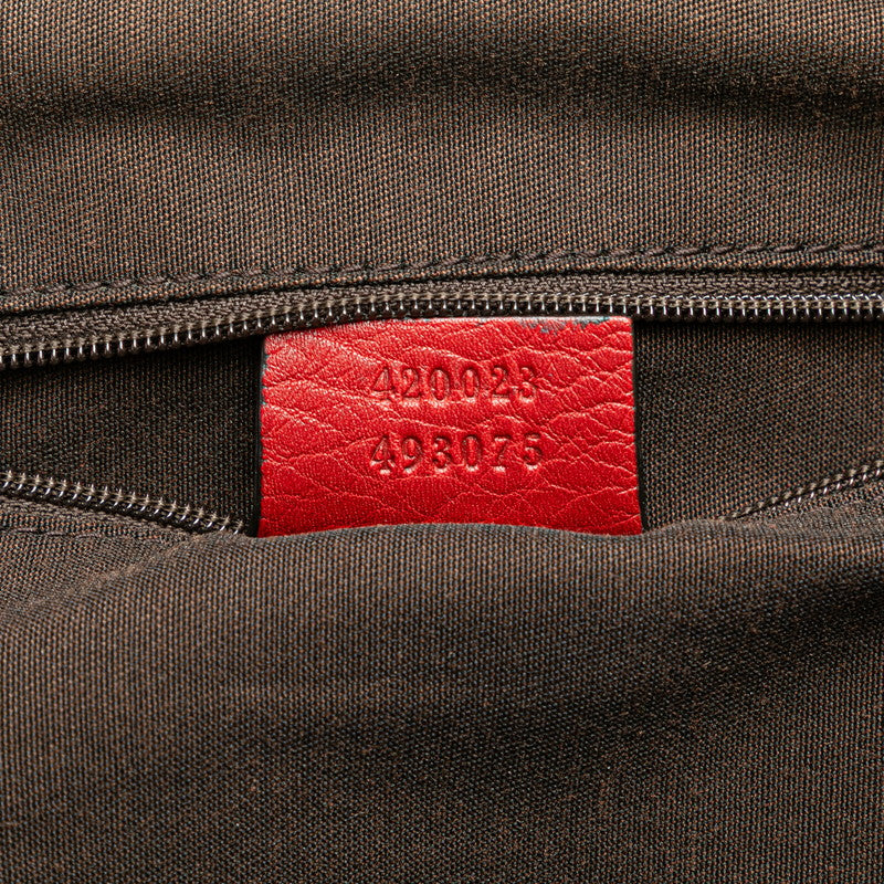グッチ ウェビングライン ハンドバッグ ショルダーバッグ２WAY 420023 レッド レザー レディース GUCCI 【中古】