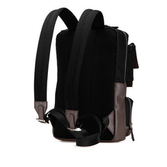 フェンディ ズッカ リュック バックパック 7VZ047 ブラック ブラウン ナイロン レザー メンズ FENDI 【中古】