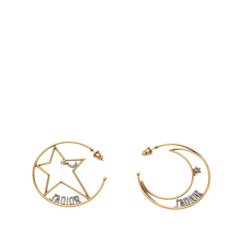 ディオール J'ADIOR ムーン＆スター フープピアス ゴールド シルバー メッキ メタル レディース Dior 【中古】