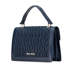 ミュウミュウ マテラッセ ショルダーバッグ ハンドバッグ 2WAY 5BA094 ネイビー レザー レディース MIUMIU 【中古】