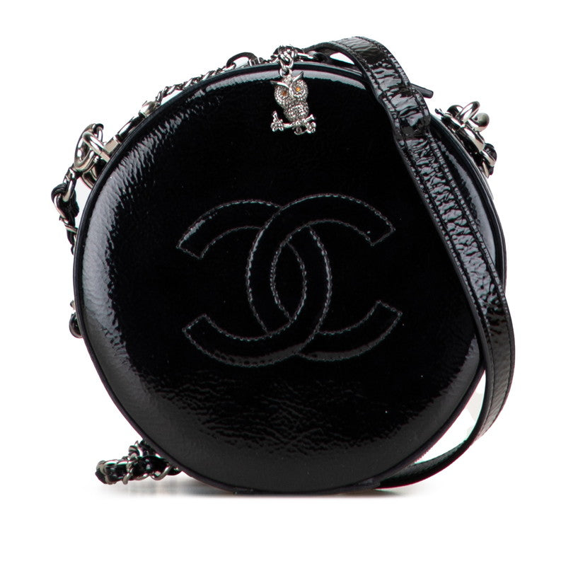 シャネル ココマーク チェーン ショルダーバッグ ハンドバッグ 2WAY ブラック エナメル レディース CHANEL 【中古】