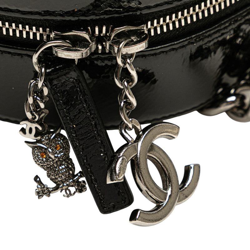 シャネル ココマーク チェーン ショルダーバッグ ハンドバッグ 2WAY ブラック エナメル レディース CHANEL 【中古】