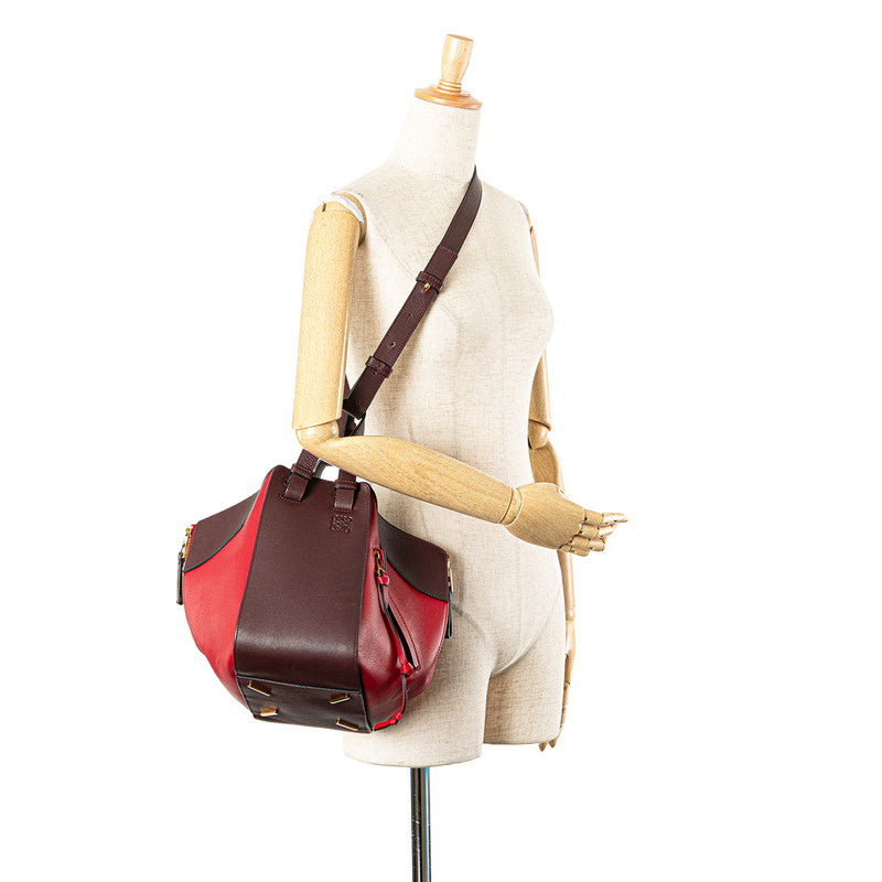 ロエベ ハンモック ハンドバッグ ショルダーバッグ 2WAY ワインレッド ボルドー レザー レディース LOEWE 【中古】