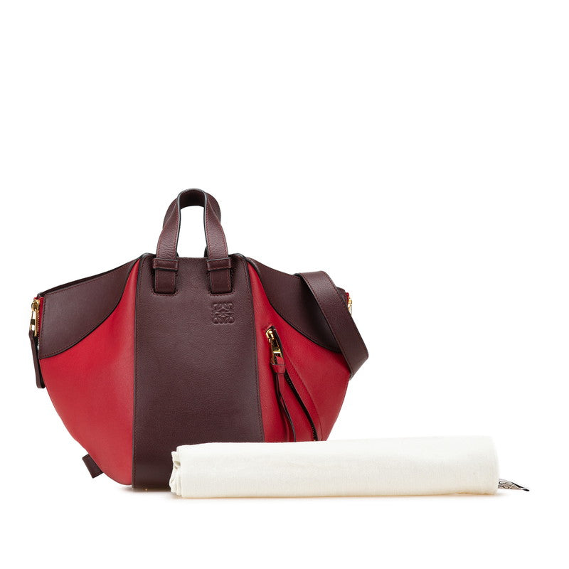 ロエベ ハンモック ハンドバッグ ショルダーバッグ 2WAY ワインレッド ボルドー レザー レディース LOEWE 【中古】