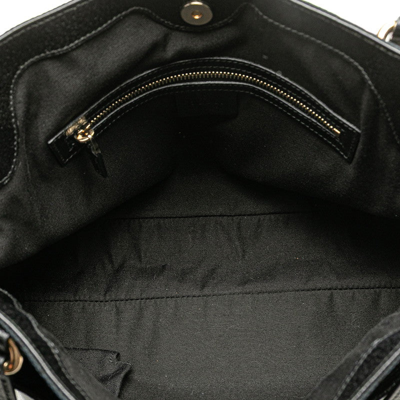 グッチ GGキャンバス トートバッグ ショルダーバッグ 163288 ブラック キャンバス レザー レディース GUCCI 【中古】
