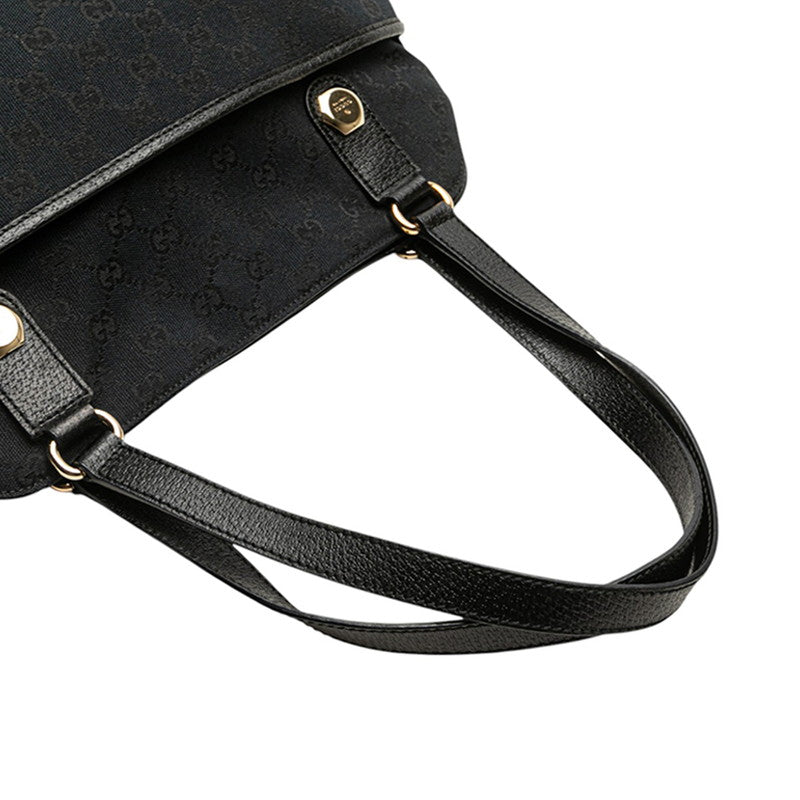 グッチ GGキャンバス トートバッグ ショルダーバッグ 163288 ブラック キャンバス レザー レディース GUCCI 【中古】