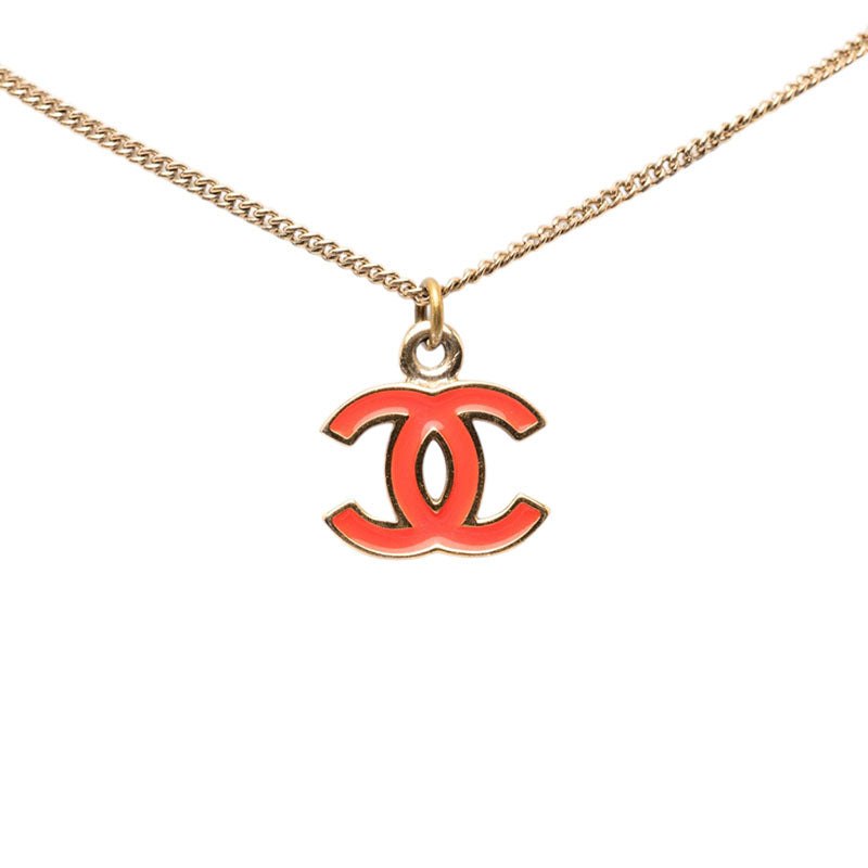 シャネル ココマーク ペンダント ネックレス 04A ゴールド レッド 赤 メッキ エナメル レディース CHANEL 【中古】