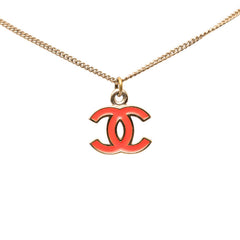 シャネル ココマーク ペンダント ネックレス 04A ゴールド レッド 赤 メッキ エナメル レディース CHANEL 【中古】