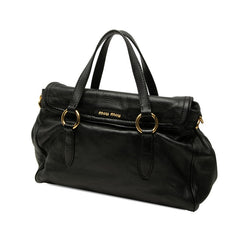 ミュウミュウ ハンドバッグ チェーン ショルダーバッグ 2WAY ブラック レザー レディース MIUMIU 中古