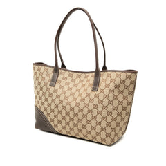 グッチ GGキャンバス ニューブリット トートバッグ ハンドバッグ 169946 ベージュ ブラウン キャンバス レザー レディース GUCCI 【中古】