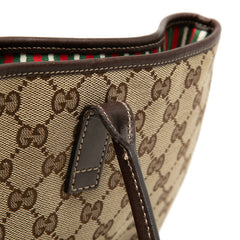 グッチ GGキャンバス ニューブリット トートバッグ ハンドバッグ 169946 ベージュ ブラウン キャンバス レザー レディース GUCCI 【中古】