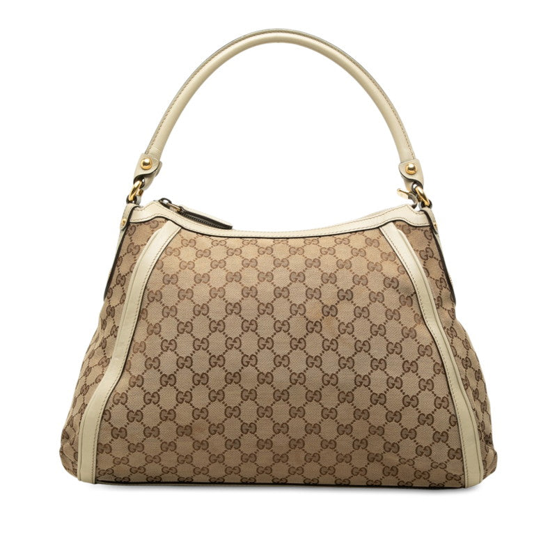 グッチ GGキャンバス ワンショルダーバッグ ハンドバッグ 282297 ベージュ アイボリー キャンバス レザー レディース GUCCI 中古