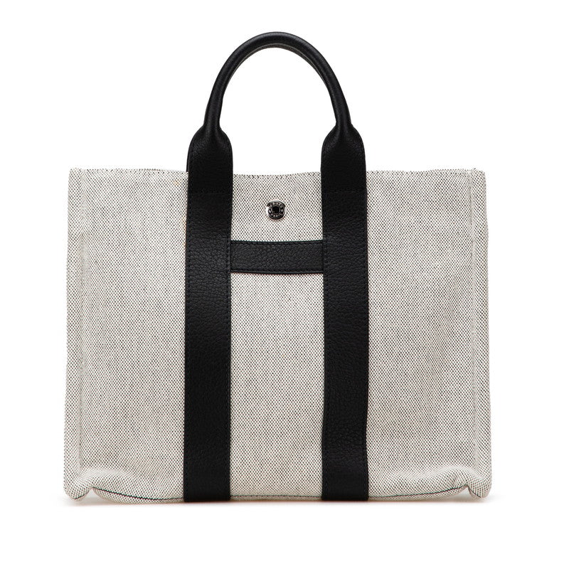 エルメス サックアーネPM トートバッグ ハンドバッグ グレー ブラック トワルアッシュ レザー レディース HERMES 【中古】