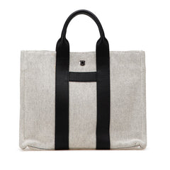 エルメス サックアーネPM トートバッグ ハンドバッグ グレー ブラック トワルアッシュ レザー レディース HERMES 【中古】
