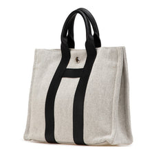 エルメス サックアーネPM トートバッグ ハンドバッグ グレー ブラック トワルアッシュ レザー レディース HERMES 【中古】