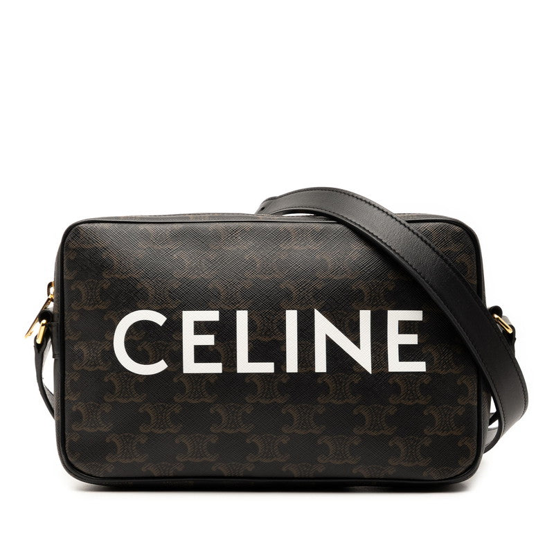 セリーヌ トリオンフ ショルダーバッグ ブラック ブラウン PVC レザー レディース CELINE 【中古】