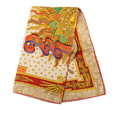 エルメス カレ90 CARPE DIEM 今日一日を楽しむ 太陽 月 星 スカーフ 大判 マルチカラー シルク レディース HERMES 【中古】