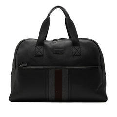 グッチ シェリー ライン ボストンバッグ 282511 ブラック グレー ブラウン レザー メンズ GUCCI 【中古】
