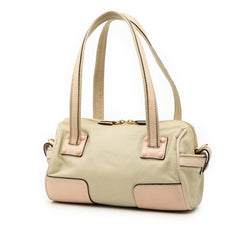 ロエベ アナグラム ハンドバッグ ベージュ ピンク キャンバス レザー レディース LOEWE 【中古】