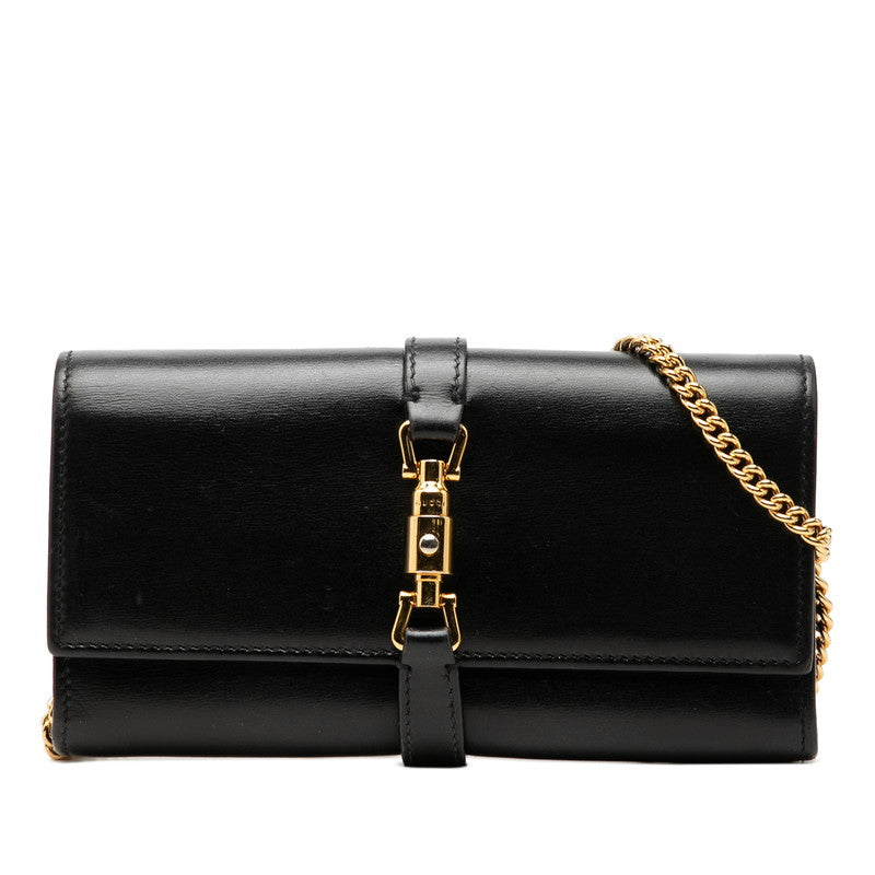 グッチ ジャッキー1961 斜め掛け チェーンウォレット ショルダーバッグ 652681 ブラック レザー レディース GUCCI 中古