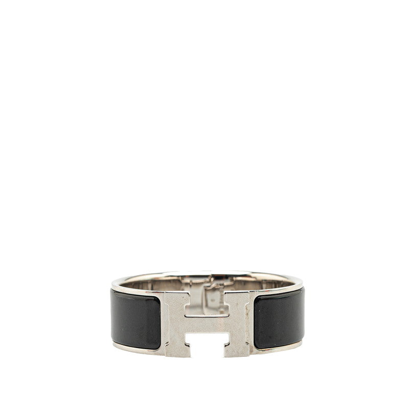 エルメス クリッククラックH PM ブレスレット バングル シルバー ブラック メタル レディース HERMES 【中古】