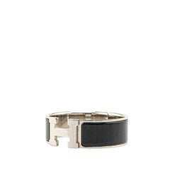 エルメス クリッククラックH PM ブレスレット バングル シルバー ブラック メタル レディース HERMES 【中古】