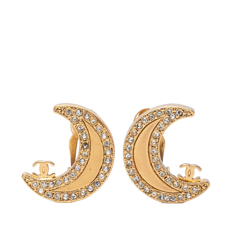 シャネル ココマーク 三日月 ムーン ラインストーン イヤリング ゴールド メッキ レディース CHANEL 【中古】