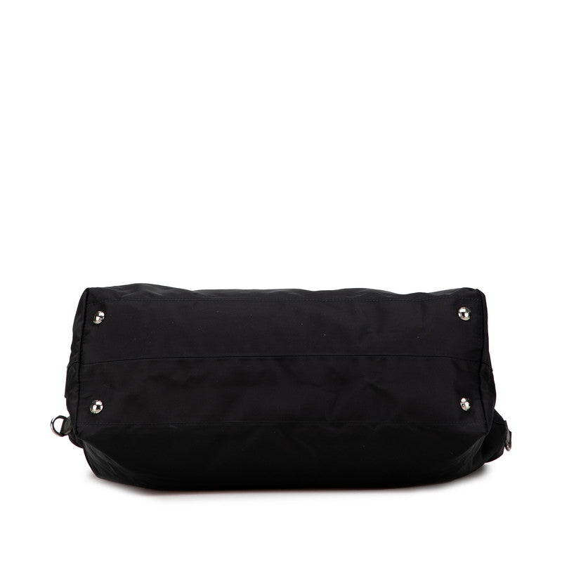 プラダ スカル スタッズ ショルダーバッグ ハンドバッグ 2WAY VA889C ブラック ナイロン レザー レディース PRADA 【中古】