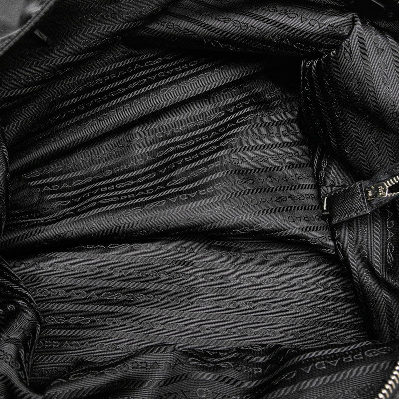 プラダ スカル スタッズ ショルダーバッグ ハンドバッグ 2WAY VA889C ブラック ナイロン レザー レディース PRADA 【中古】