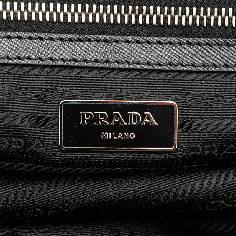 プラダ スカル スタッズ ショルダーバッグ ハンドバッグ 2WAY VA889C ブラック ナイロン レザー レディース PRADA 【中古】