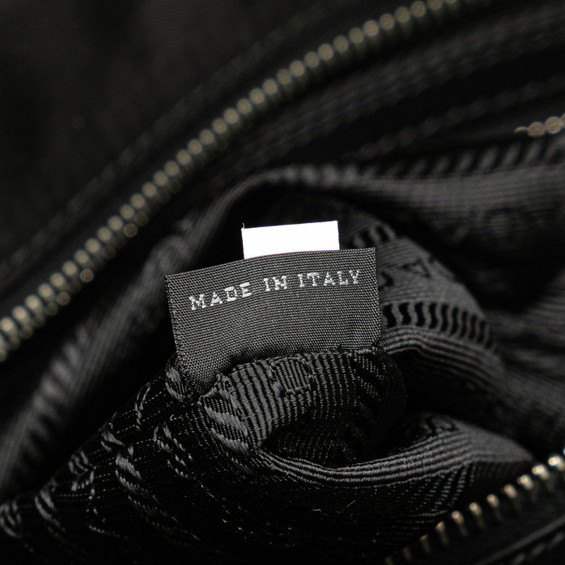 プラダ スカル スタッズ ショルダーバッグ ハンドバッグ 2WAY VA889C ブラック ナイロン レザー レディース PRADA 【中古】