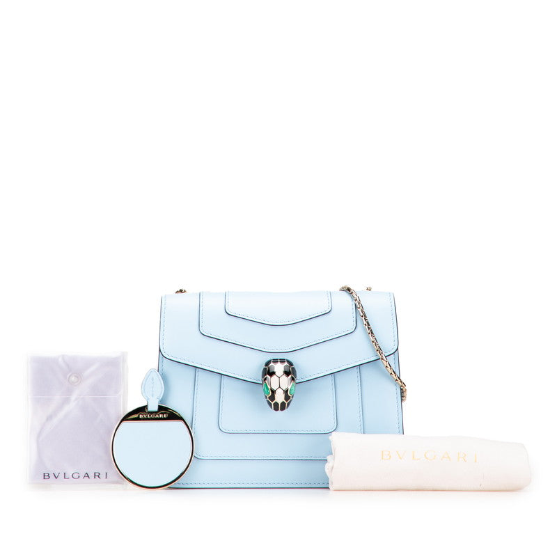 ブルガリ セルペンティ フォーエバー ショルダーバッグ ブルー レザー レディース BVLGARI 【中古】