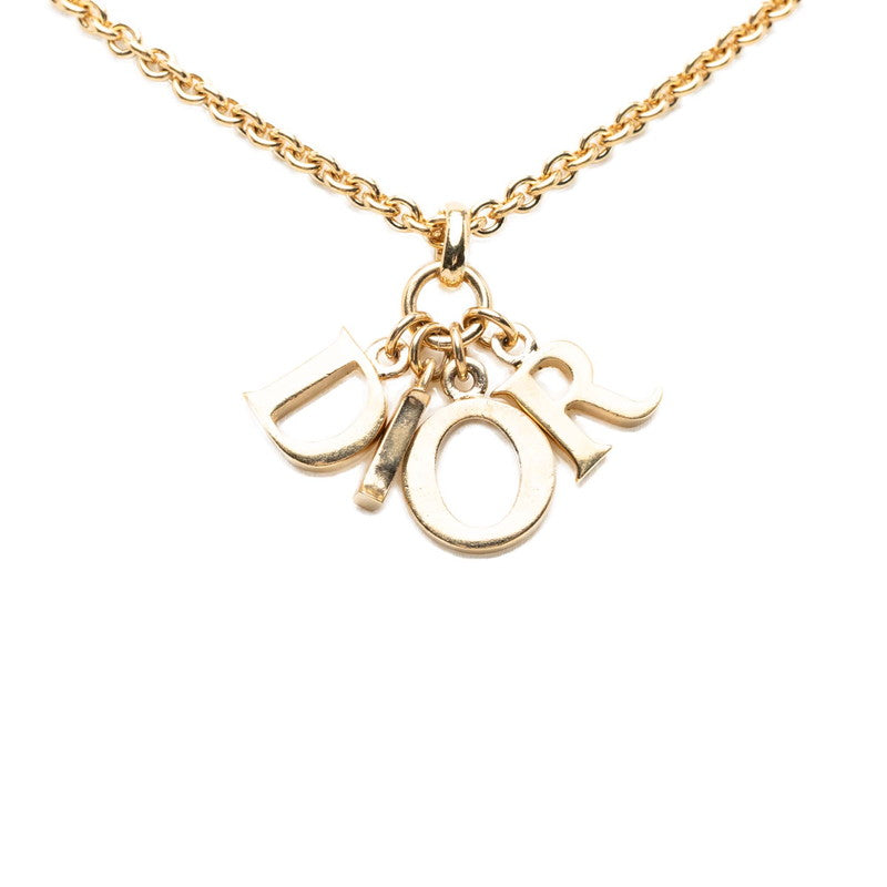 ディオール ロゴ ネックレス ゴールド メッキ レディース Dior 【中古】