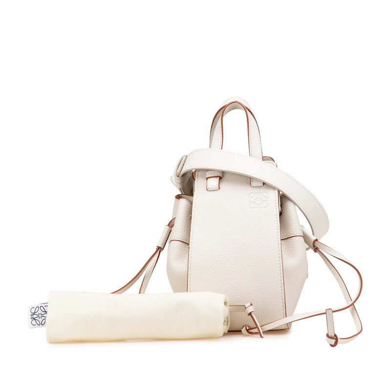 ロエベ アナグラム ハンモックミニ ハンドバッグ ショルダーバッグ 2WAY ホワイト レザー レディース LOEWE 【中古】