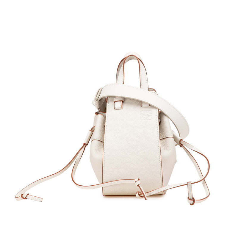 ロエベ アナグラム ハンモックミニ ハンドバッグ ショルダーバッグ 2WAY ホワイト レザー レディース LOEWE 【中古】
