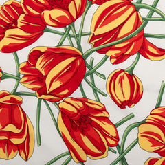エルメス カレ45 プチカレ Tulipes チューリップ スカーフ ホワイト レッド グリーン イエロー シルク レディース HERMES 中古