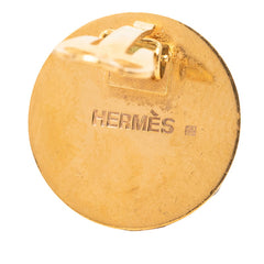 エルメス エマイユ 七宝焼 ヴィンテージ ベルトモチーフ ラウンド イヤリング ゴールド レッド メッキ レディース HERMES 【中古】