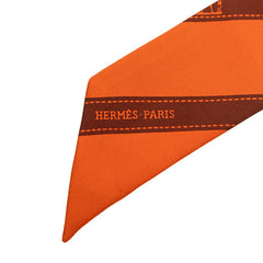 エルメス ツイリー ボルデュック スカーフ オレンジ ブラウン シルク レディース HERMES 【中古】