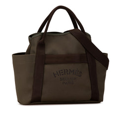エルメス サックドパンサージュ グルーム トートバッグ ショルダーバッグ 2WAY カーキ キャンバス レザー レディース HERMES 【中古】
