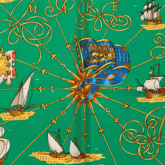 エルメス カレ90 VOILES DE LUMIERE 光の帆船 スカーフ グリーン マルチカラー シルク レディース HERMES 【中古】