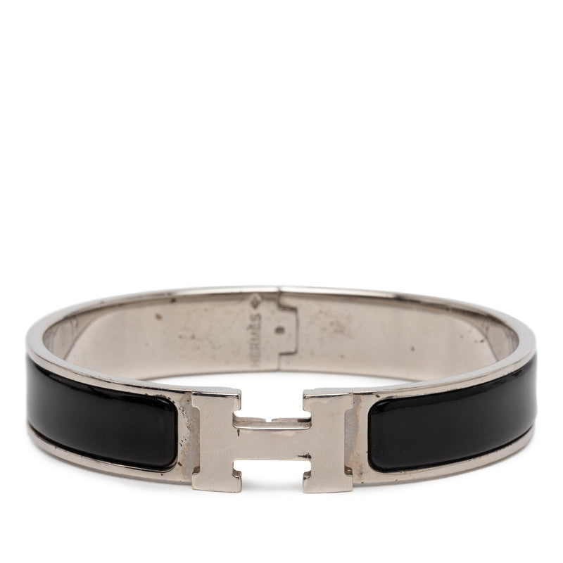 エルメス クリックH PM バングル シルバー ブラック メタル エナメル レディース HERMES 【中古】