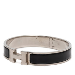 エルメス クリックH PM バングル シルバー ブラック メタル エナメル レディース HERMES 【中古】