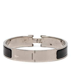 エルメス クリックH PM バングル シルバー ブラック メタル エナメル レディース HERMES 【中古】