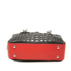 プラダ 三角ロゴプレート City Fori シティ フォーリ パンチング トートバッグ 1BB017 ブラック レッド レザー レディース PRADA 【中古】