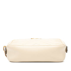 グッチ GGマーモント キルティング ミニ 斜め掛け ショルダーバッグ 448065 ホワイト アイボリー レザー レディース GUCCI 【中古】