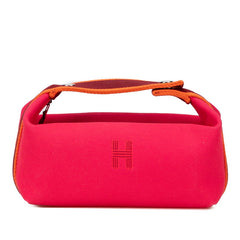 エルメス ブリッドアブラックPM ハンドバッグ ハイビスカス ピンク オレンジ コットン レディース HERMES 【中古】