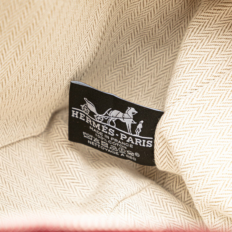 エルメス ブリッドアブラックPM ハンドバッグ ハイビスカス ピンク オレンジ コットン レディース HERMES 【中古】