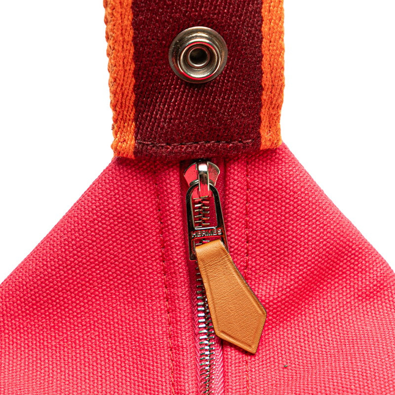 エルメス ブリッドアブラックPM ハンドバッグ ハイビスカス ピンク オレンジ コットン レディース HERMES 【中古】